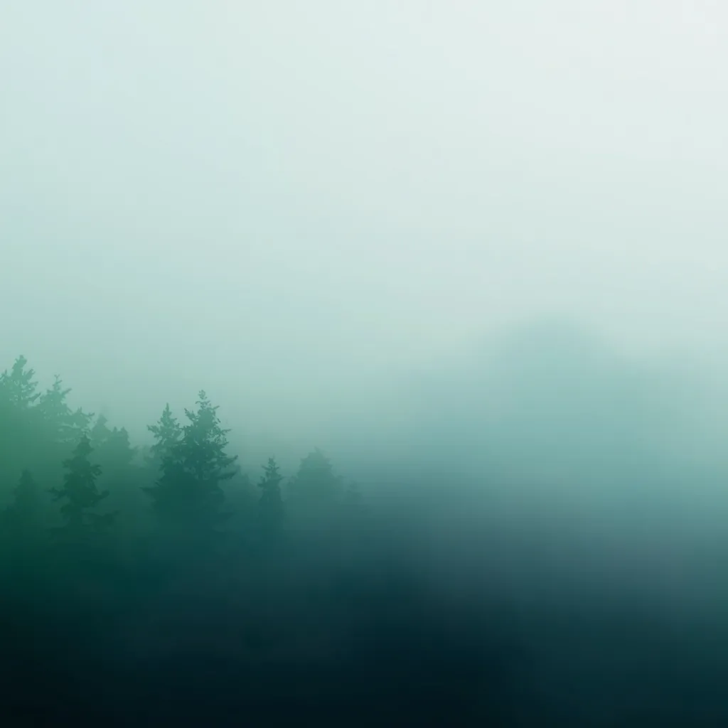 Abstract mistig landschap met zachte groene en blauwe tinten